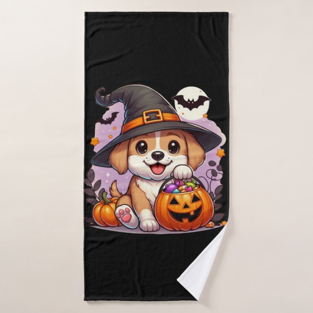 Chien/chiot d'Halloween mignon (Serviette de bain)