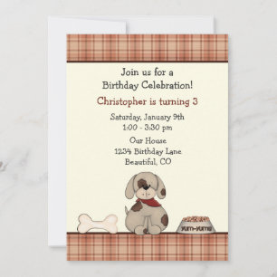 Chien chiot Invitation d'anniversaire pour garçons