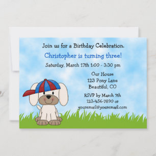 Chien chiot Invitation d'anniversaire pour garçons