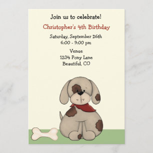 Chien chiot Invitation d'anniversaire pour garçons