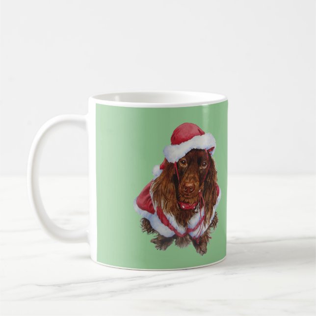 Chien chiot mignon habillé pour noël mug (Gauche)