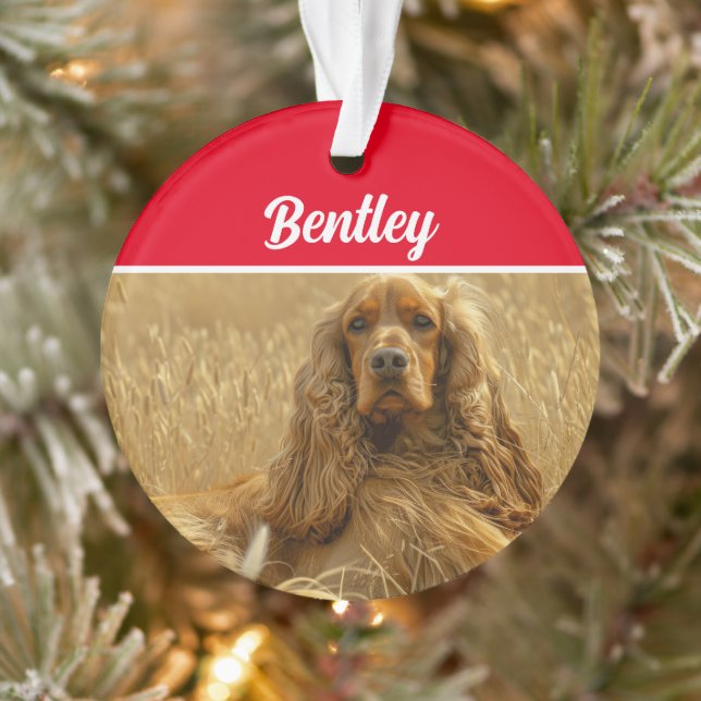 Chien Cocker Spaniel avec nom et photo Noël (Arbre)