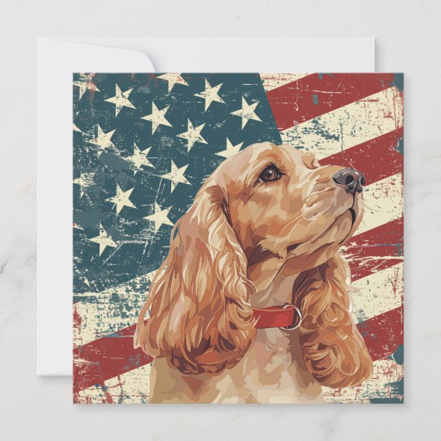 Chien Cocker Spaniel Drapeau Américain Grunge (Devant)