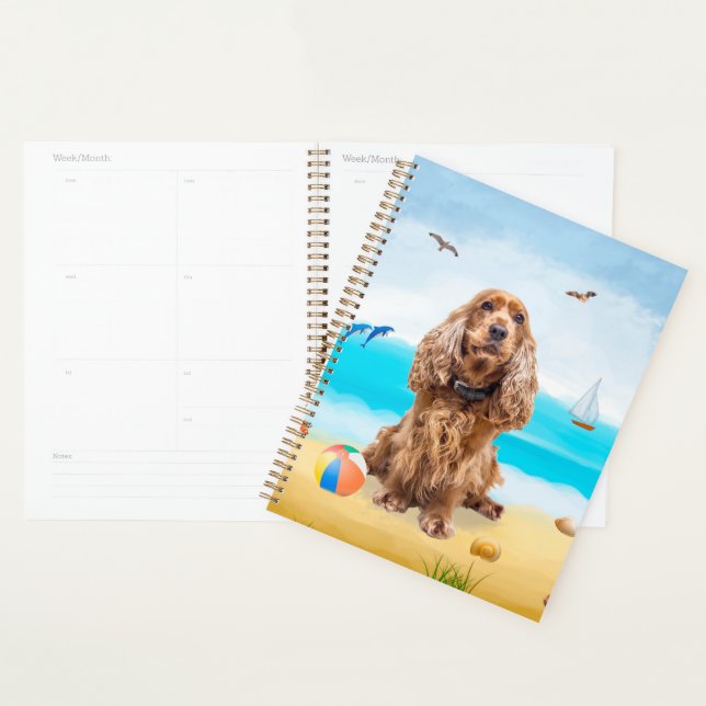 Chien Cocker Spaniel sur la plage (Devant avec enveloppe)