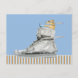 Chien conduisant une chaussure rayée Carte postale