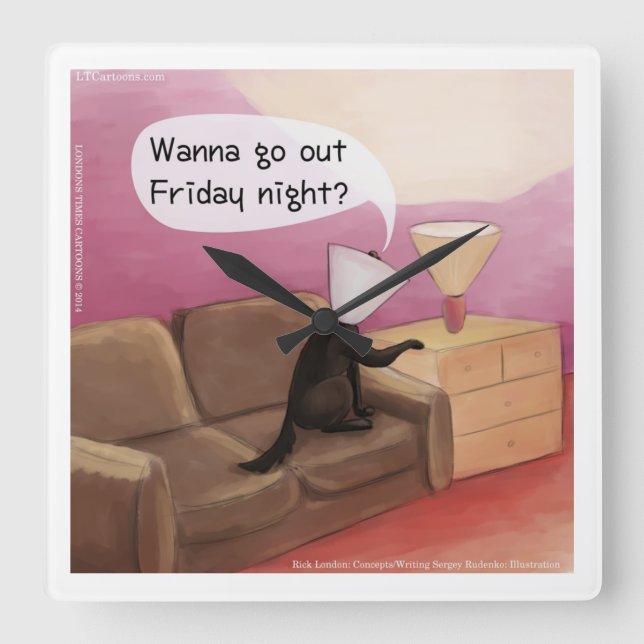 Chien Cone Dating Drôle Cartoon Mur Horloge (Recto)