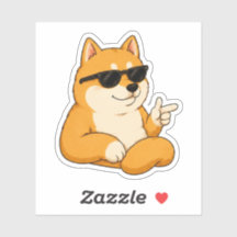 Chien cool doigts pistolets mème autocollant