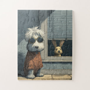 Chien cool et mystérieux Bunny puzzle