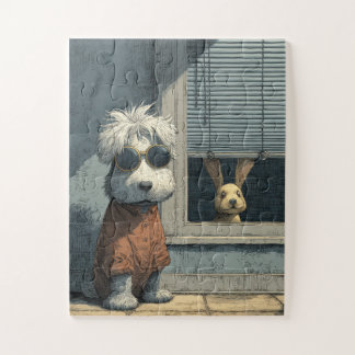 Chien cool et mystérieux Bunny puzzle