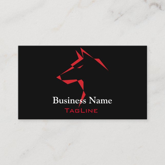 Chien cool rouge sur Carte de visite noir (Devant)