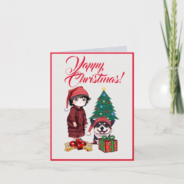 Chien Corgi Cute Avec Carte Xmas Petite Fille (Devant)