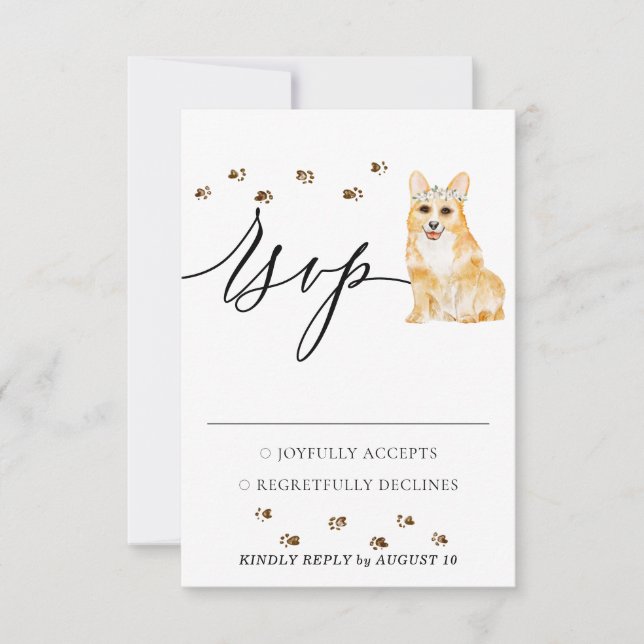 Chien Corgi de bienvenue de réponse de mariage (Devant)