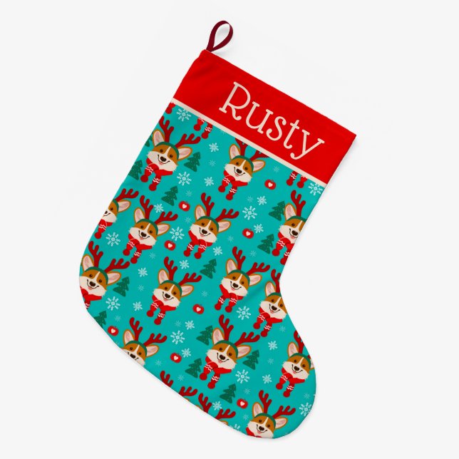Chien Corgi de Noël Chaussette (Devant (Accrochage))