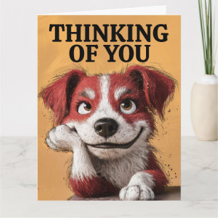 CHIEN CUTE PENSÉE À VOUS Carte de voeux