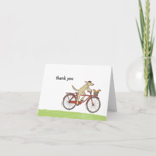 Chien cycliste et écureuil   Cartes de remerciemen