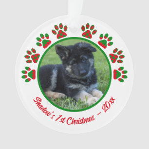 Chien d'abord Noël Photo Empreinte de patte Rouge