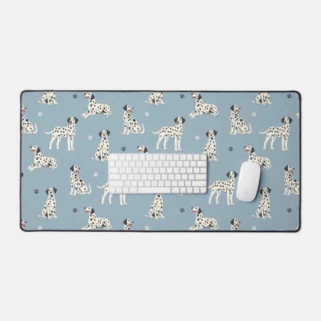 Chien dalmate bleu motif mignon bureau mat (Clavier et souris)
