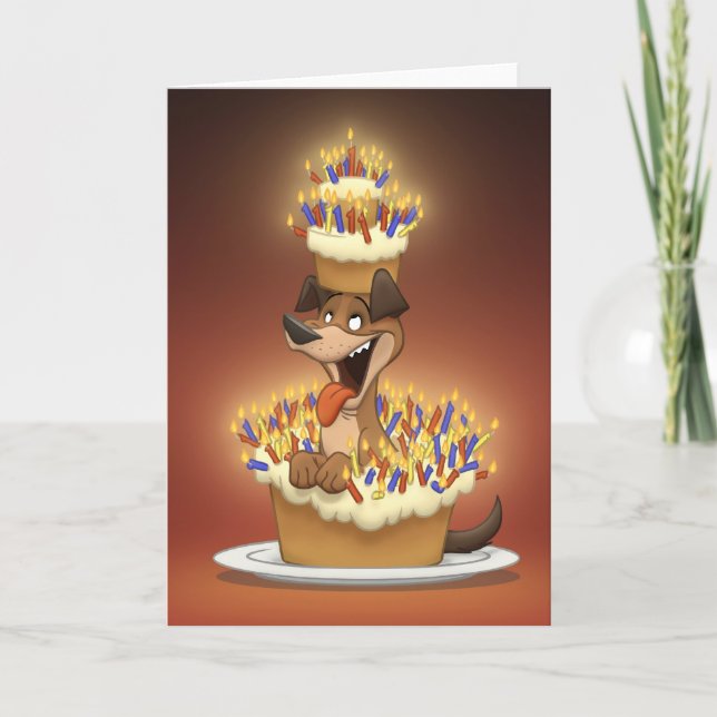 Chien dans une carte de gâteau (intérieur vide) (Devant)