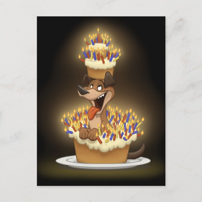 Chien dans une carte postale de gâteau (Devant)