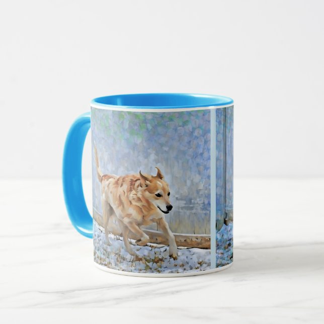 Chien De Bataille Australien Qui Coule Dans La Mug (Devant gauche)