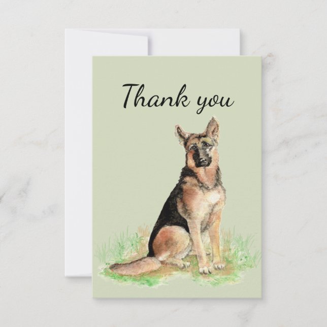 Chien de berger allemand aquarelle Merci (Devant)