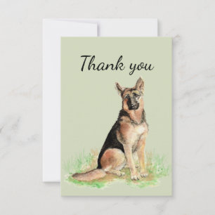 Chien de berger allemand aquarelle Merci