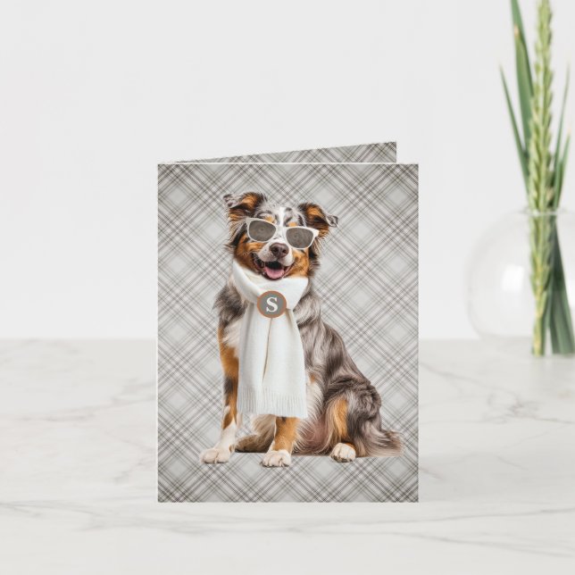 Chien de berger australien élégant et monogramme à (Devant)
