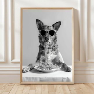 Chien de berger australien mangeant une impression