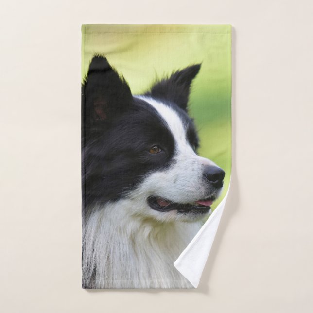Chien de berger border collie noir et blanc (Serviette à main)