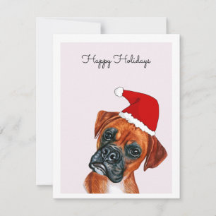 Chien de boîte avec carte de chapeau de Santa