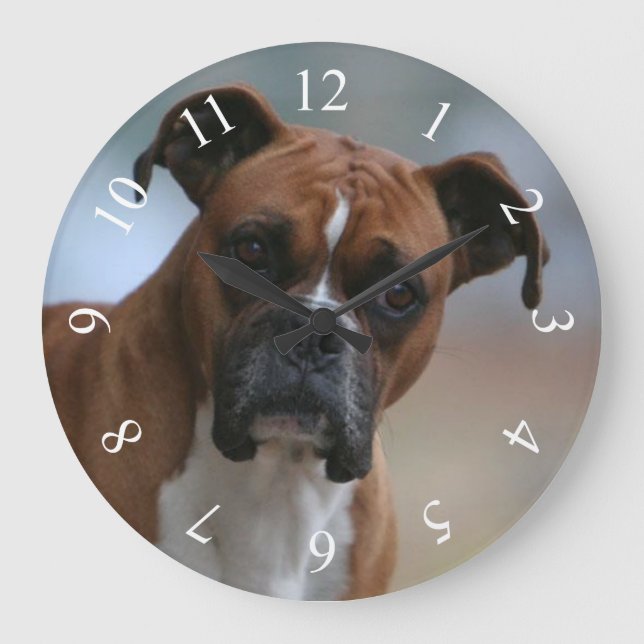 Chien de boxe Portrait Round Wall Horloge (Recto)