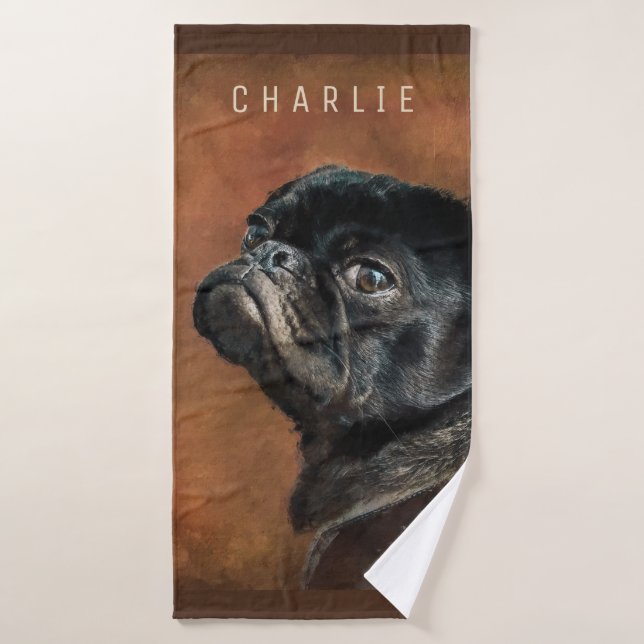 Chien de Carlin noir (Serviette de bain)