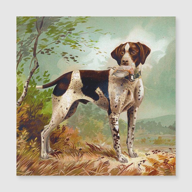 Chien de chasse avec oiseau dans la bouche (Devant)