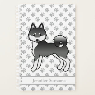 Chien de dessin animé Alaskan Klee Kai noir et bla