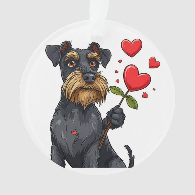 Chien de Dessin Animé avec Fleur de Cœur Cadeau po (devant)