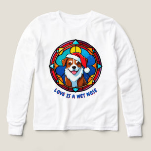 Chien de dessin animé avec un chapeau de Père Noël