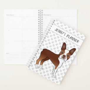 Chien de dessin animé Boston Terrier rouge & Votre