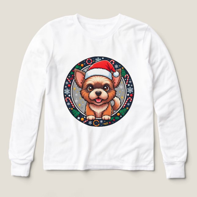 Chien de dessin animé de Noël festif (Motif recto)