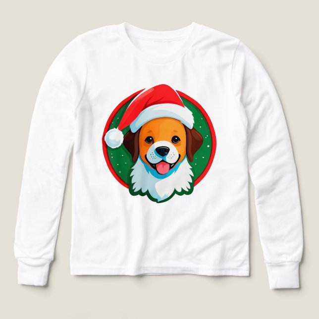 Chien de dessin animé de Noël festif (Motif recto)