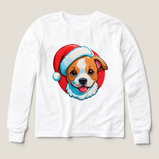 Chien de dessin animé de Noël festif (Motif recto)
