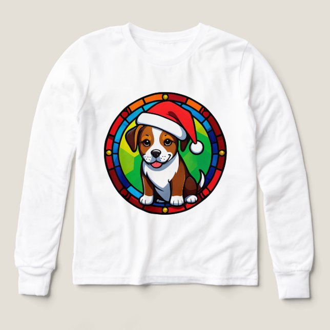 Chien de dessin animé de Noël festif (Motif recto)