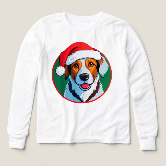 Chien de dessin animé de Noël festif (Motif recto)