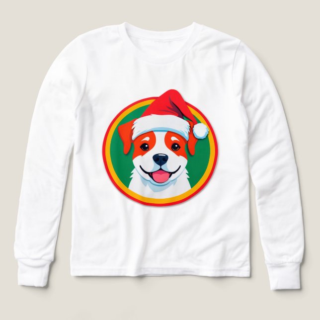 Chien de dessin animé de Noël festif (Motif recto)