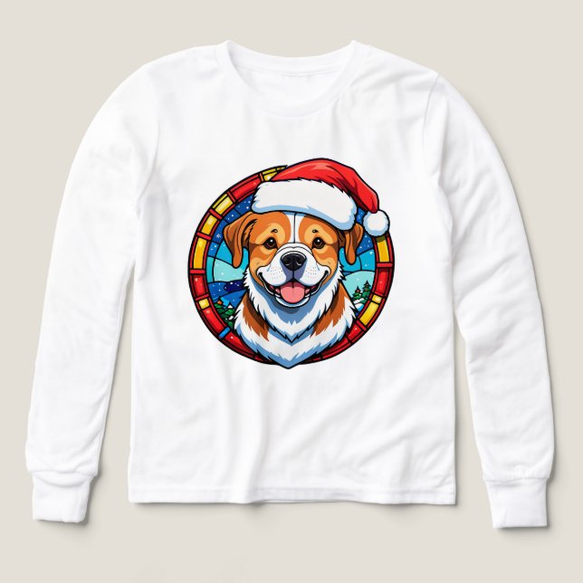 Chien de dessin animé de Noël festif (Motif recto)