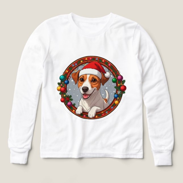 Chien de dessin animé de Noël festif (Motif recto)
