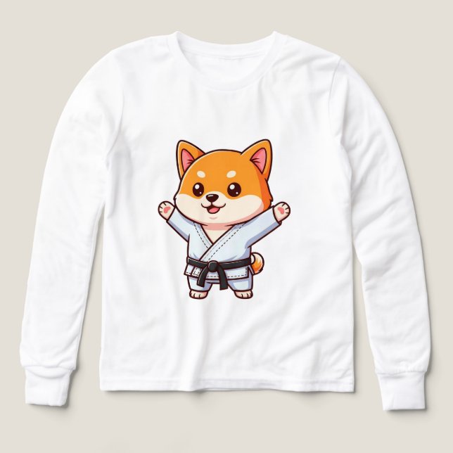 Chien de dessin animé joyeux en gi de karaté (Motif recto)