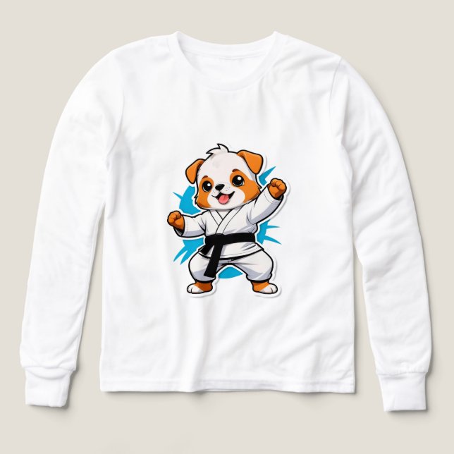 Chien de dessin animé joyeux en gi de karaté (Motif recto)