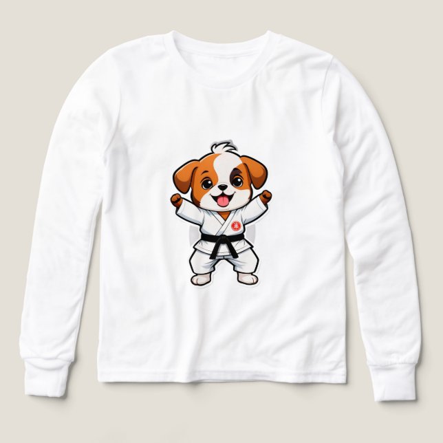 Chien de dessin animé joyeux en gi de karaté (Motif recto)