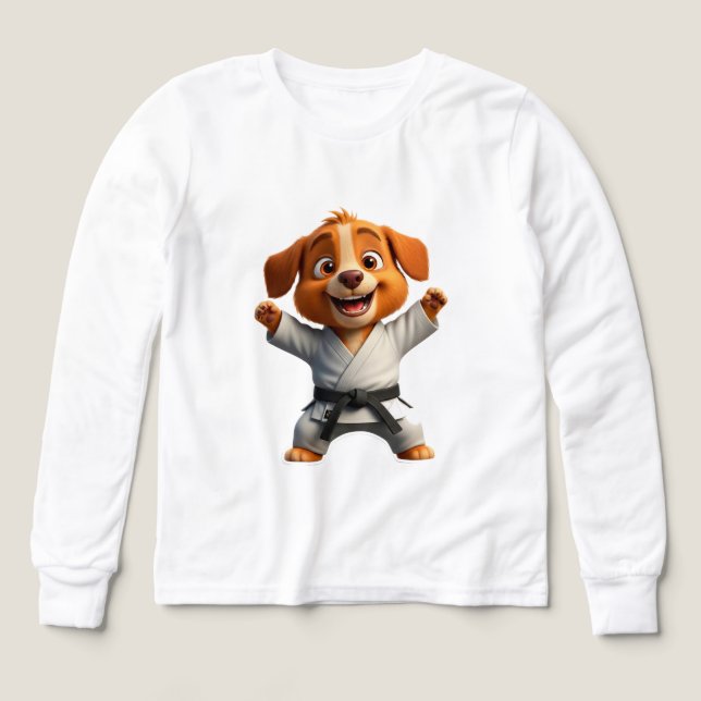 Chien de dessin animé joyeux en gi de karaté (Motif recto)
