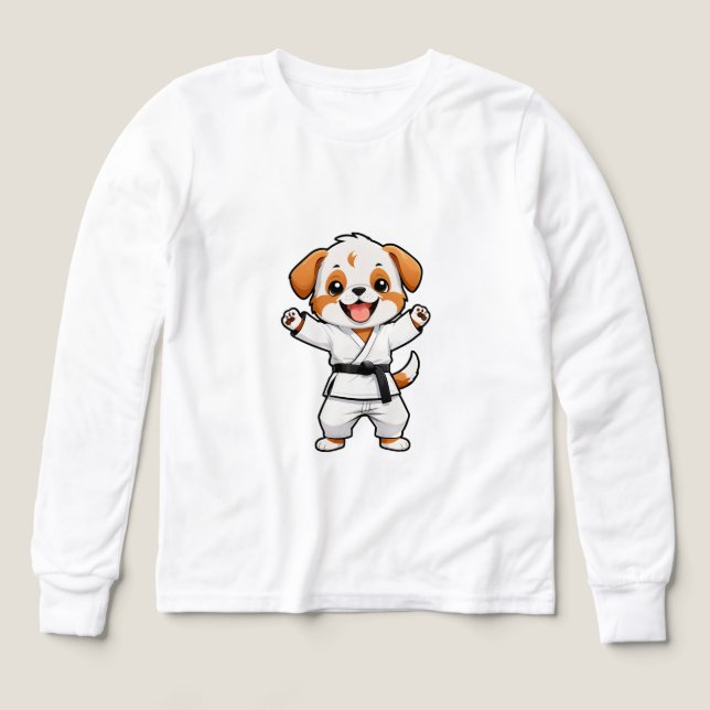 Chien de dessin animé joyeux en gi de karaté (Motif recto)